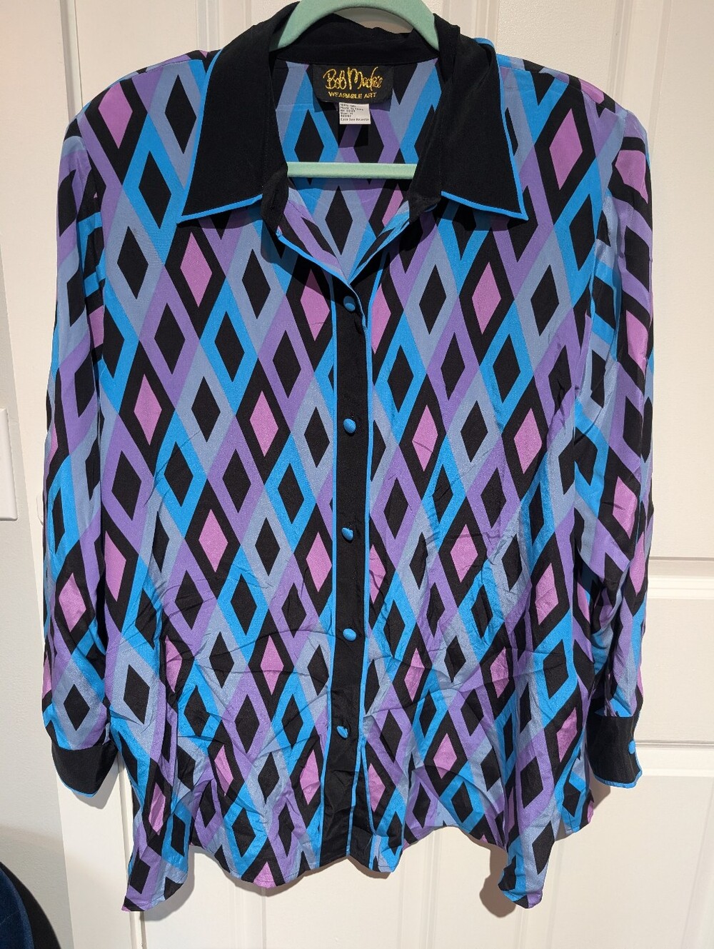 Bob Mackie Silk Button Down Top 1x